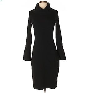 Ann Taylor Black Wool Turtleneck Dress XS